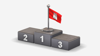 Hamburg 3D waving flag illustration on winner podium.