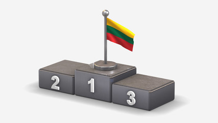 Lithuania 3D waving flag illustration on winner podium.