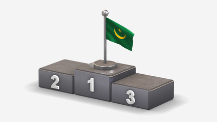 Mauritania 3D waving flag illustration on winner podium.