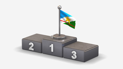 Roraima 3D waving flag illustration on winner podium.