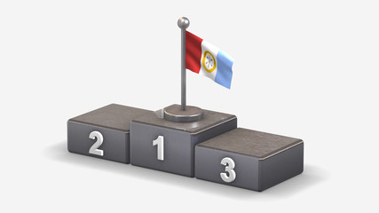 Santa Fe 3D waving flag illustration on winner podium.