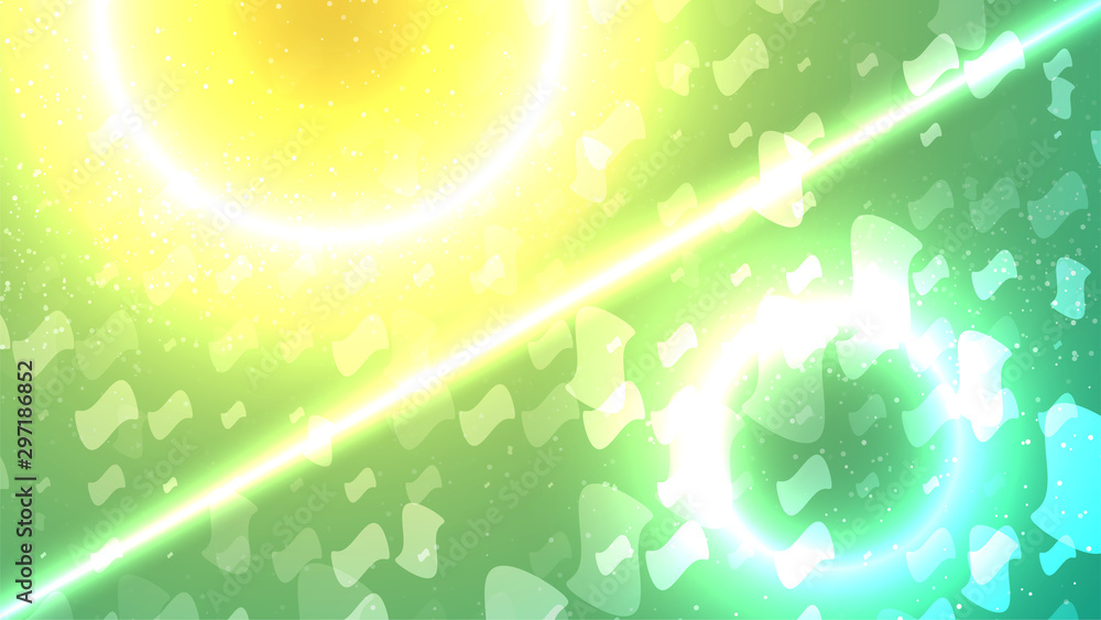 Poster abstract background. abstract shapes on gradient backdrop with glowing circles. yellow green and blu