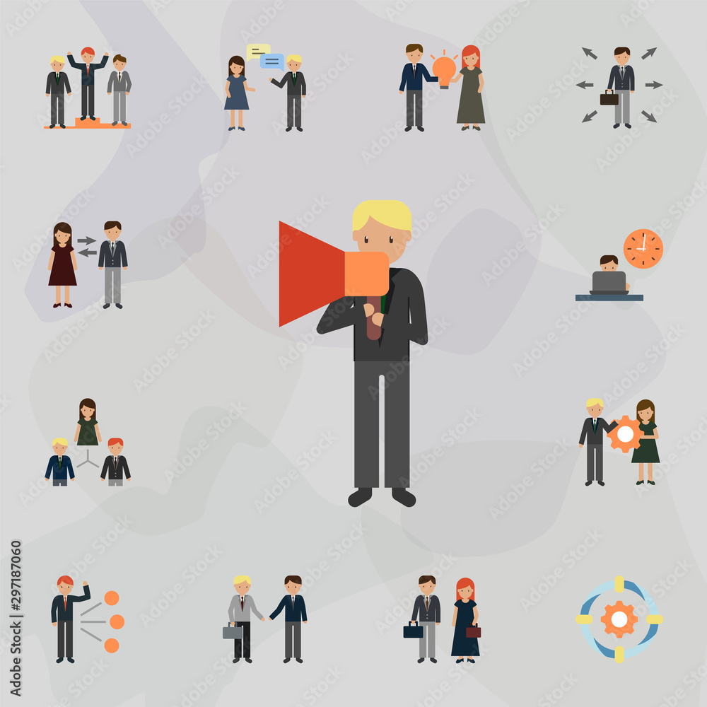 Poster promotion color icon. universal set of business for website design and development, app development