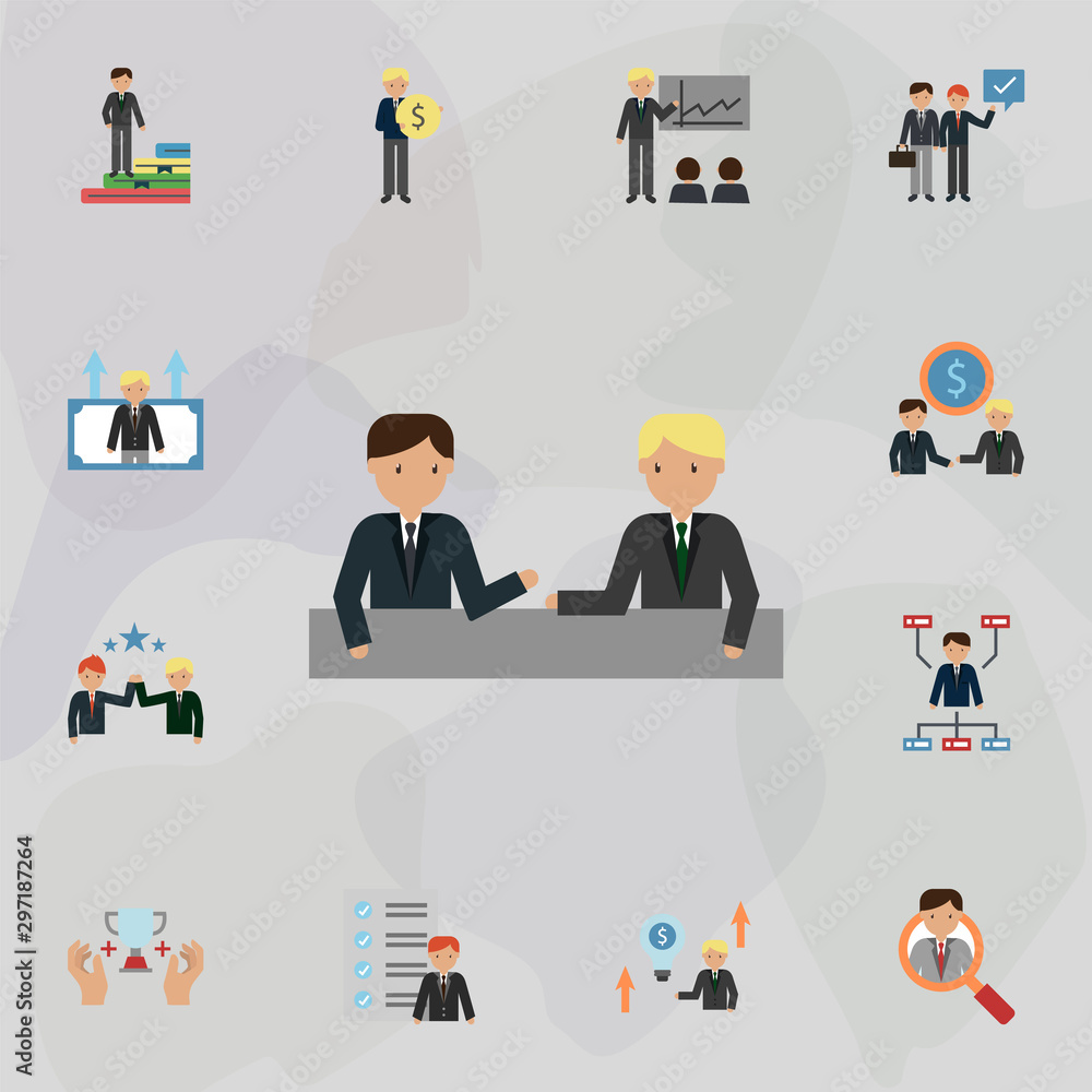 Poster meeting color icon. universal set of business for website design and development, app development