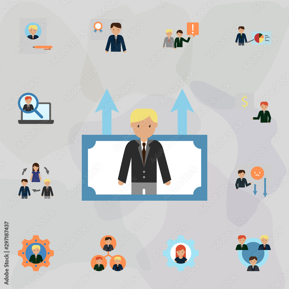 Poster employee color icon. universal set of business for website design and development, app development