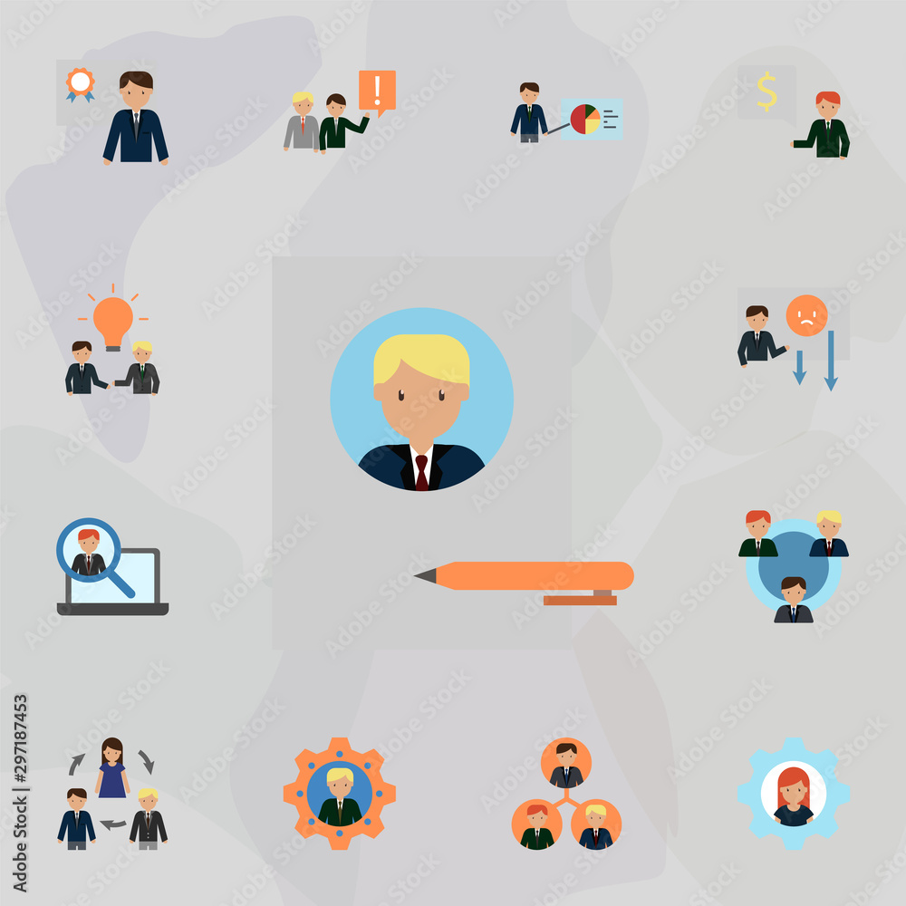 Poster curriculum color icon. universal set of business for website design and development, app development