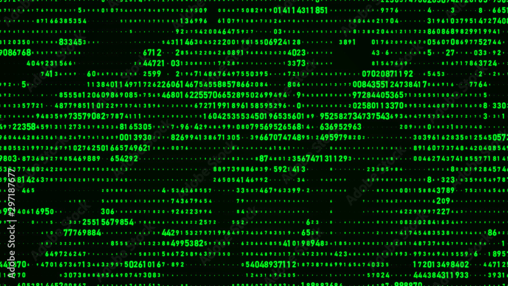 Fototapete Binary computer code Background. Digital background matrix. 3d rendering.