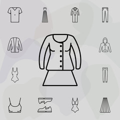 Clothes jacket woman icon. Universal set of clothes for website design and development, app development