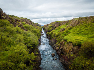 River flowing through a small Canyon in Iceland