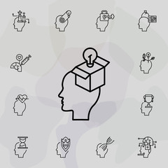 Brain, bulb, gift icon. Universal set of creative thinking for website design and development, app development