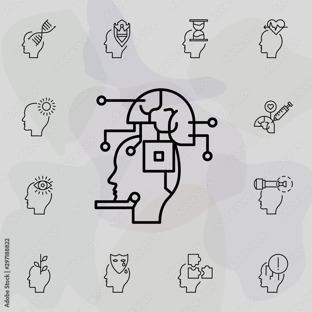 Poster robot, ai, brain icon. universal set of creative thinking for website design and development, app de