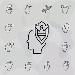 Armor, shield, head icon. Universal set of creative thinking for website design and development, app development