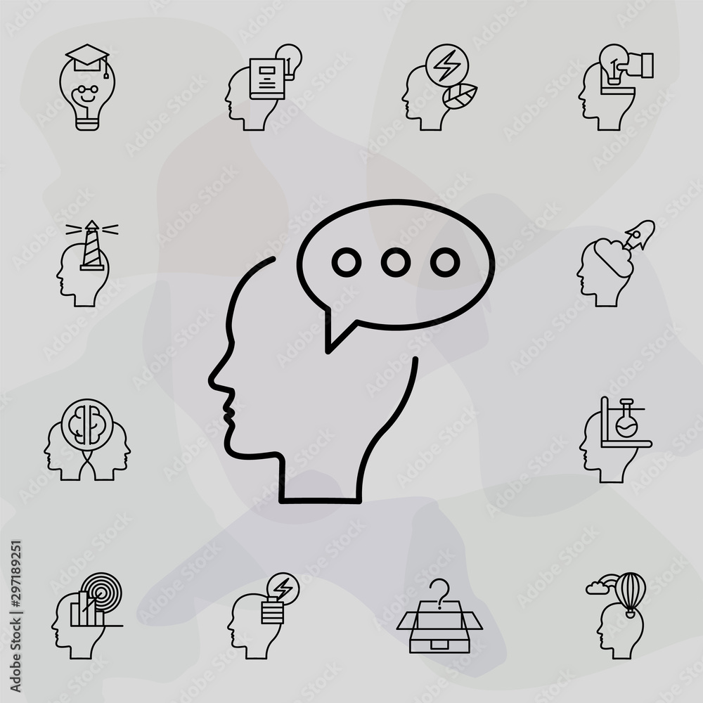 Poster chat, comment, brain icon. universal set of creative thinking for website design and development, ap