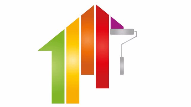 Haus in Farbe und Farbroller, Farbig, Maler Video