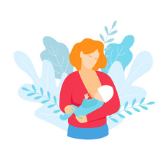 Mother is breastfeeding. Mom Feeding baby. vector illustration