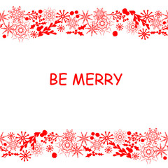 Fototapeta na wymiar winter, red, snowflake, art, holly, pattern, white, background, Be merry, winter, design element, stock, vector, illustration. for web, for print, for congratulation card
