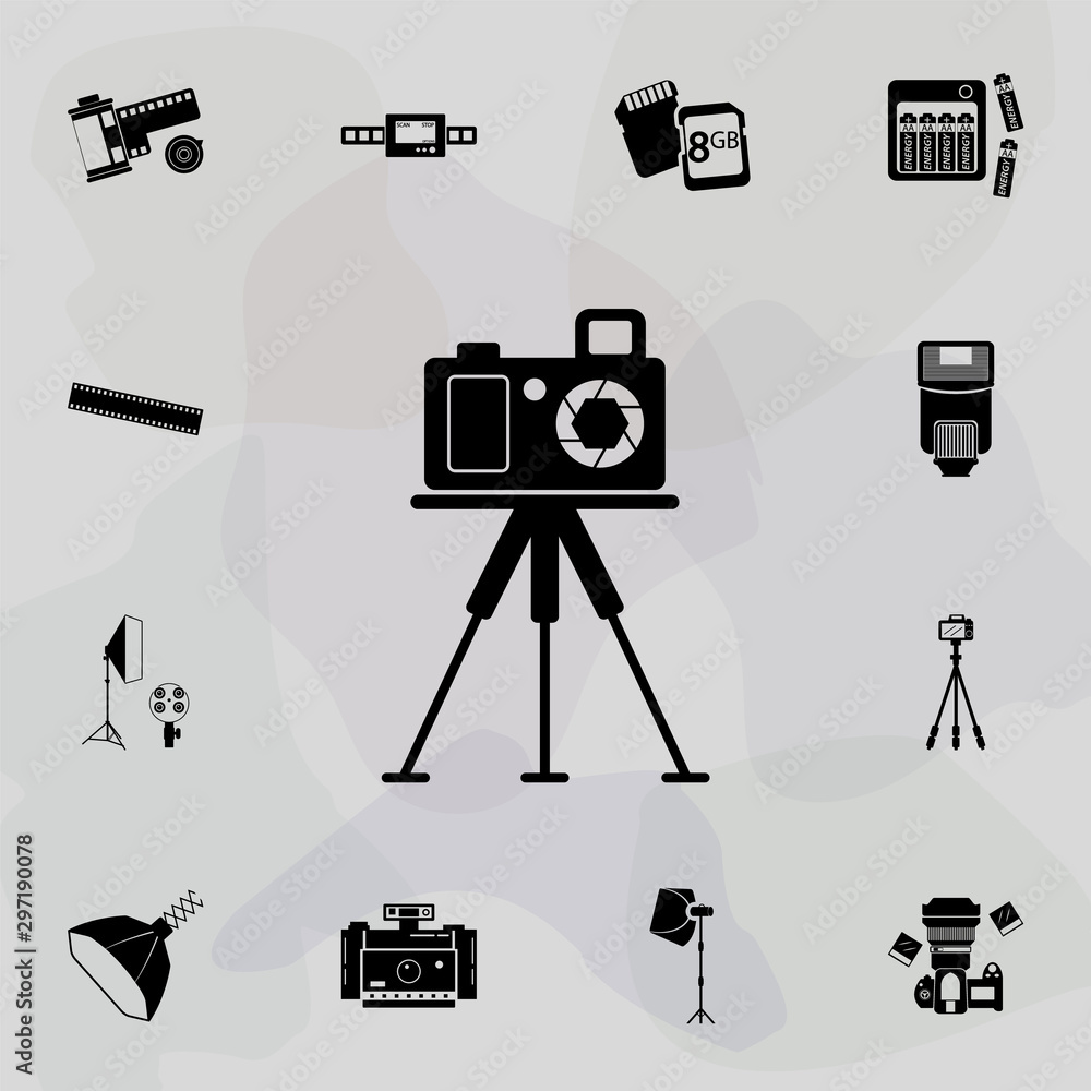 Poster camera icon. universal set of equipment photography for website design and development, app developm