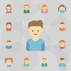avatar of boy colored icon. Universal set of kids avatars for website design and development, app development