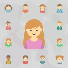 Fototapeta premium avatar of girl colored icon. Universal set of kids avatars for website design and development, app development