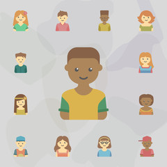 Fototapeta premium avatar of black boy colored icon. Universal set of kids avatars for website design and development, app development