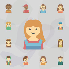 avatar of girl colored icon. Universal set of kids avatars for website design and development, app development