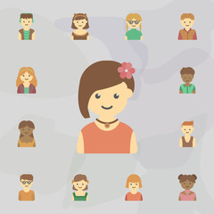 avatar of girl colored icon. Universal set of kids avatars for website design and development, app development