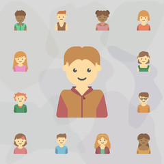 avatar of guy colored icon. Universal set of kids avatars for website design and development, app development