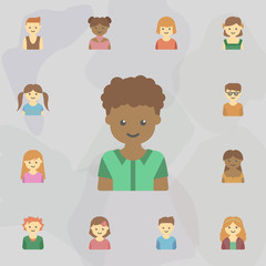 avatar of black guy colored icon. Universal set of kids avatars for website design and development, app development