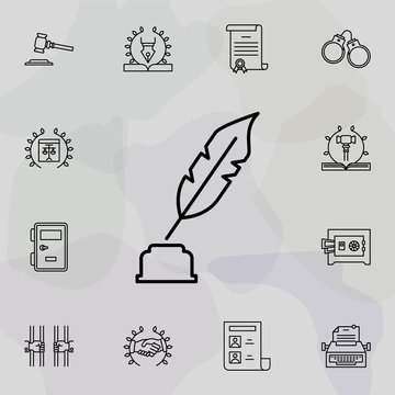 Quill, pen icon. Universal set of law and justice for website design and development, app development