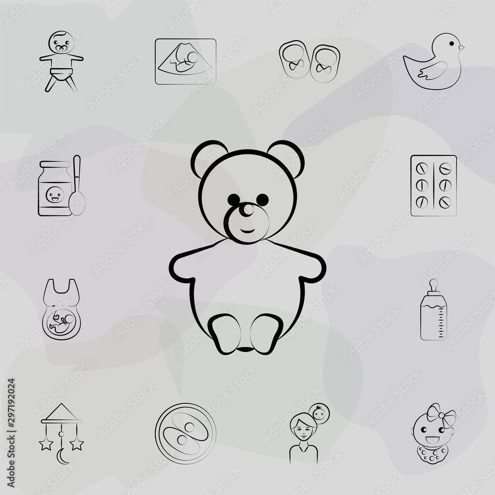 Aufkleber teddy bear concept line icon. universal set of maternity for website design and development, app dev