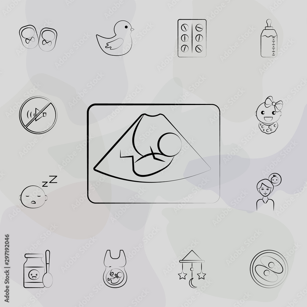 Poster ultrasound concept line icon. universal set of maternity for website design and development, app dev