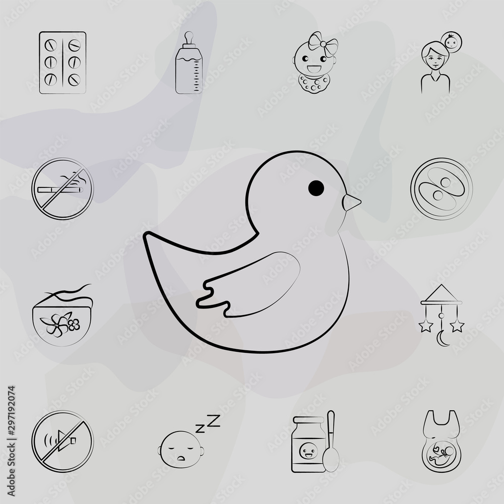 Wall mural duck toy concept line icon. universal set of maternity for website design and development, app devel