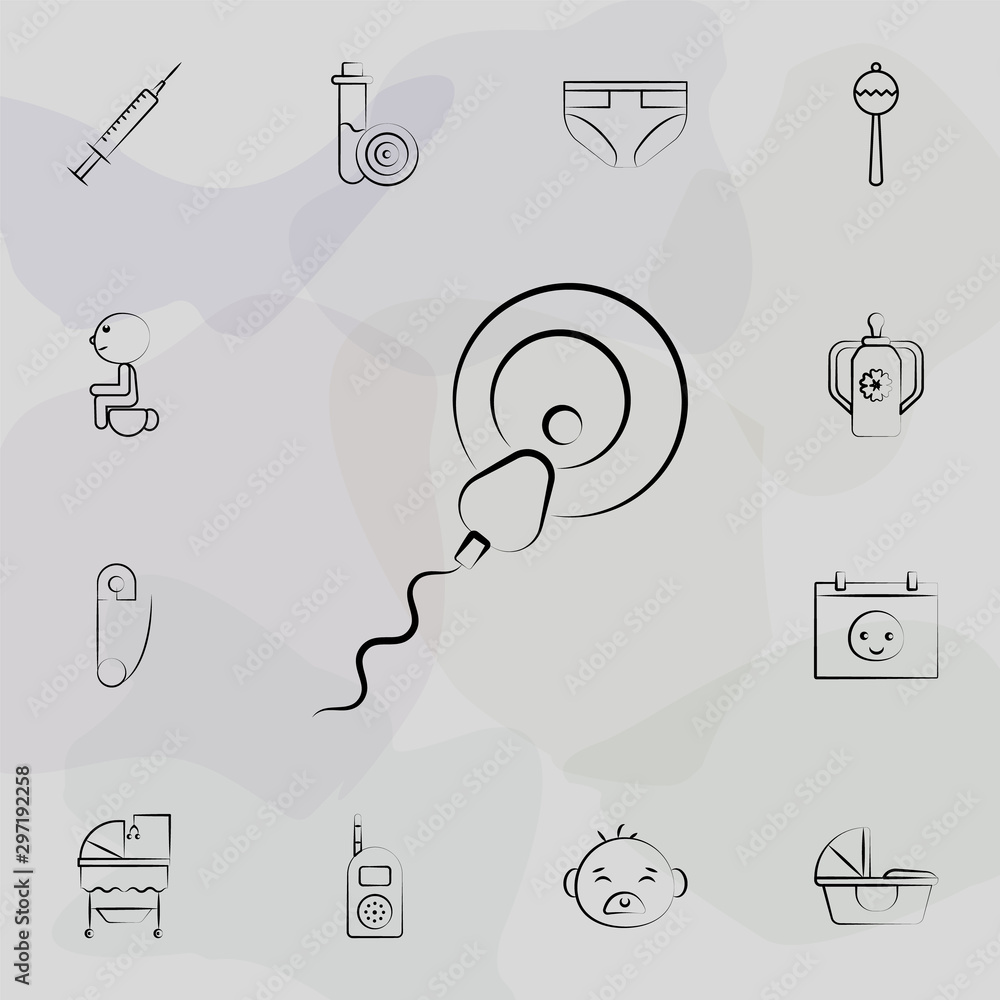 Poster fertilization ovarian concept line icon. universal set of maternity for website design and developme