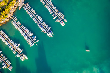 Aerial view of port of Castellammare del Golfo, Sicily,Italy