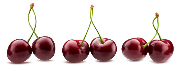 collection of sweet cherries isolated on a white background