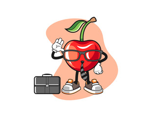 Cherry businessman cartoon. Mascot Character vector.