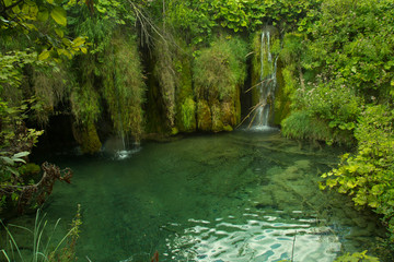 View of  waterfalls in Plitvice Lakes National Park, Сroatia.