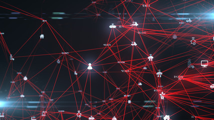 Connected devices using cloud computing networks for Internet of things IOT  - render illustration