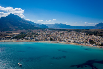 San vito lo Capo coast line tourist beach aerial view