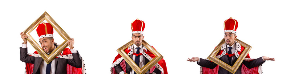 King businessman isolated on the white