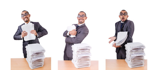 Man with too much work to do