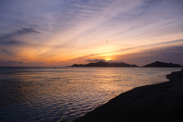 Romantic sunset on the Seychelles