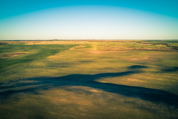 Agricultural land at sunset in Australia - aerial view