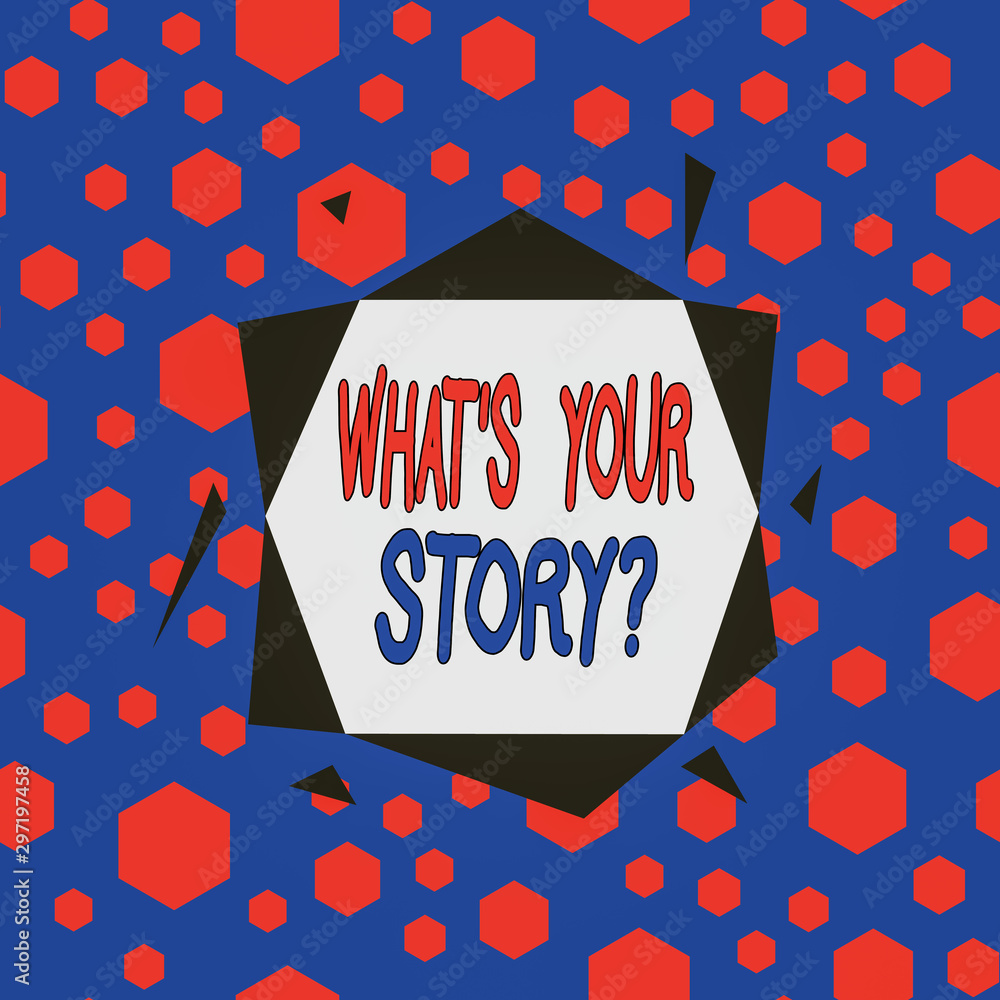 Fototapete word writing text what s is your storyquestion. business photo showcasing analysisner of asking demo