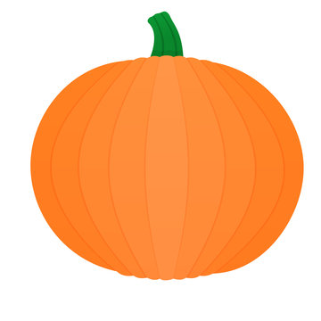Autumn Halloween or Thanksgiving orange pumpkin flat style cartoon vector illustration isolated on white background.