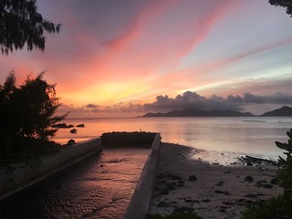 Romantic sunset on the Seychelles