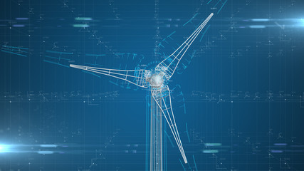Industrial engineering design of wind turbine renewable energy industry  - 3D illustration rendering