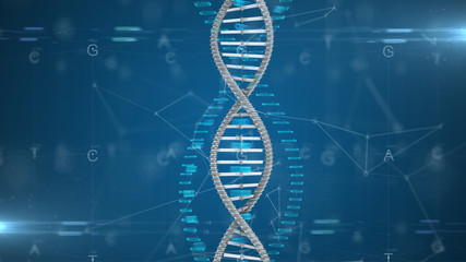 DNA Gene therapy and genetic engineering of human genes for medical research - 3D illustration rendering