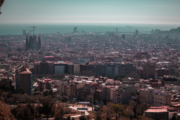 Fototapeta na wymiar Barcelona buildings seen from above