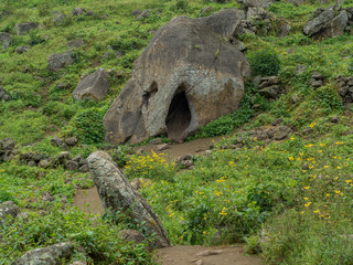 Giant rock formations in a nature reserve with humid weather